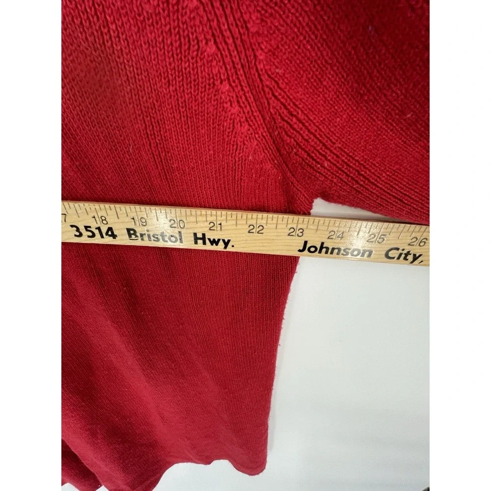 Sag Harbor Women Large Red Long Open‎ Cardigan Cotton Blend